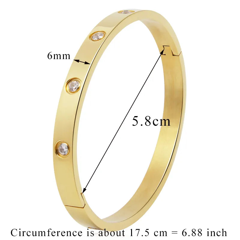 Beautiful Lovers Bracelets Woman Bracelets Stainless Steel Bangles and Bangles Cubic Zirconia Golden Woman Jewelry