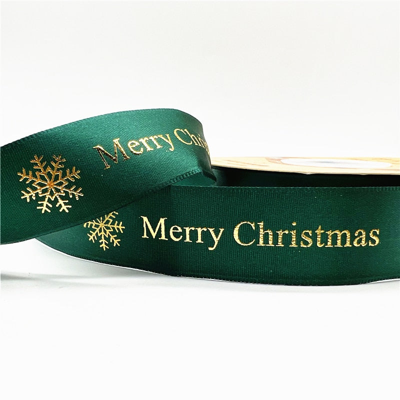5yards 1inch 25mm Christmas Ribbon Printed Christmas Polyester Ribbon for Handmade Design Christmas Decoration DIY
