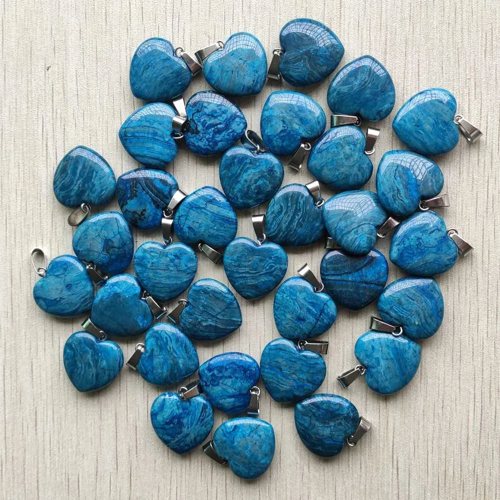50pcs/Lot 2022 Assorted Heart Natural Stone Charms Pendants for Jewelry Making Good Quality 20mm