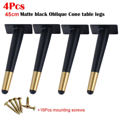 4Pcs Furniture Table Legs Black Gold Metal Tapered Feet for Sofa Cupboard Wardrobe TV Cabinet Chair 10-45cm With Mounting Screws