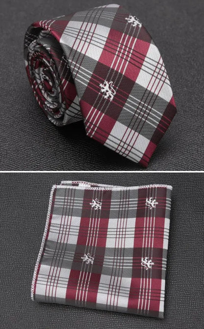XGVOKH Men Tie Cravat Set Fashion Wedding Ties for Men Hanky Necktie Dot Striped Gravata Jacquard Tie Social Party Accessories
