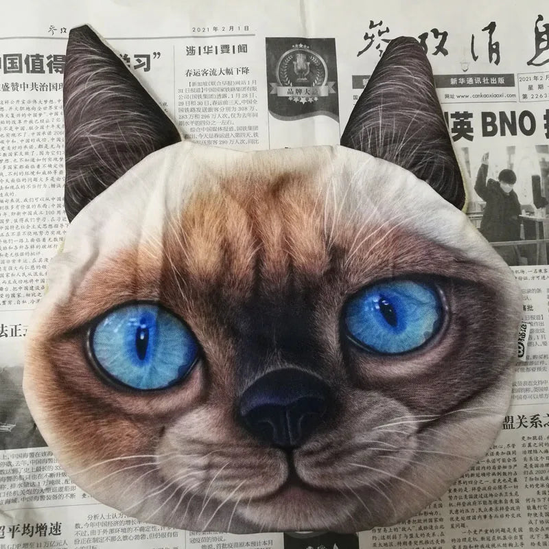 Newest 2024 3D Printed Dog Cat Face Car Headrest Neck Rest Auto Neck Safety Cushion Car Neck Support Headrest Without Filler