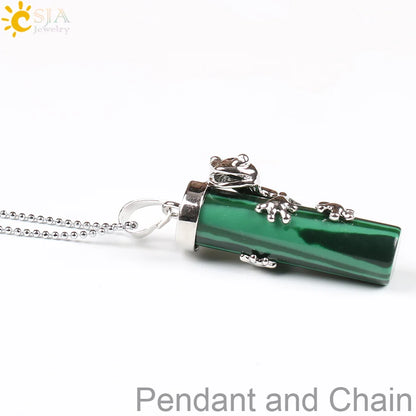 CSJA Pink Quartz Gem Power Statement Necklace Male Female Jewelry Natural Gem Stone Pendant Lovely Frog Jewellery E184