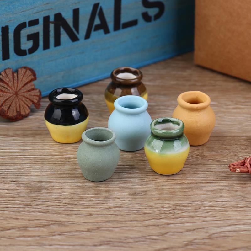 1/2/3/5/7/9pcs/Set Dollhouse Mini Ceramic Porcelain Vase Accessories Doll House Miniatures 1:12 Accessories Decorative Miniature