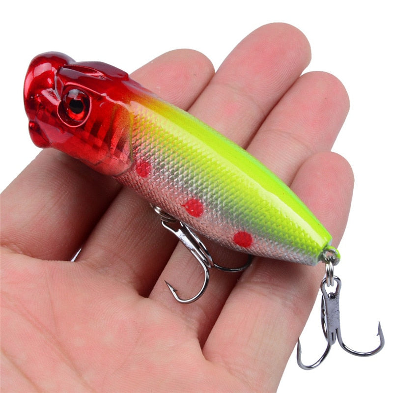 Hot 1pcs Fishing Lures 6.5cm/12g Topwater Popper Bait 5 Color Hard Bait Artificial Wobblers Plastic Fishing Tackle With 6# Hooks