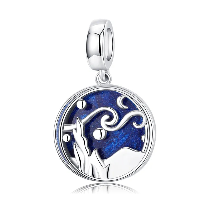 BISAER 925 Sterling Silver Blue Travel Suitcase Charm Pink Car Pendant Family House Home Beads Fit Women Bracelet DIY Jewelry