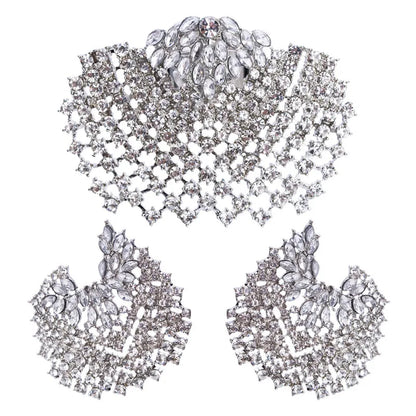 Ahmed Fashion Bohemian Full Rhinestone Gold Silver Shell Stud Earring Ring for Women New Trend Statement Wedding Jewelry