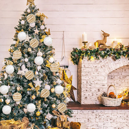 8cm Gold Foam Pearl Christmas Balls Ornament Shatterproof Hanging Christmas Tree Ball Xmas Decorations Navidad Noel