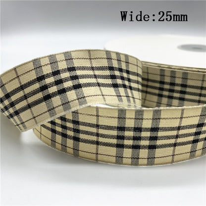 5yards/Lot 25mm Plaid Ribbon Christmas Decor Ribbon for Handmade Design Christmas Decoration DIY
