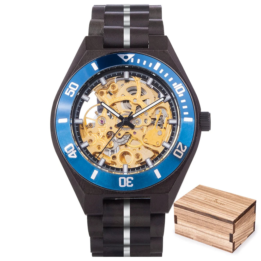 BOBO BIRD Wood Mechanical Watch Men Relogio Masculino Big Mens Watches Top Brand Luxury Timepieces Erkek Kol Saati