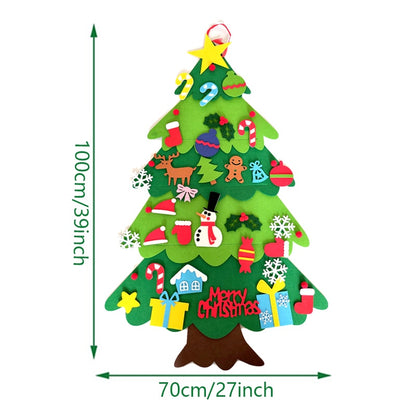 DIY Felt Christmas Tree Christmas Decoration for Home Navidad 2022 New Year Christmas Ornaments Santa Claus Xmas Kids