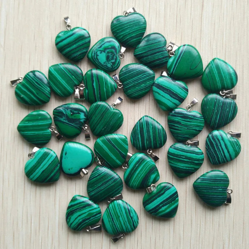 50pcs/Lot 2022 Assorted Heart Natural Stone Charms Pendants for Jewelry Making Good Quality 20mm