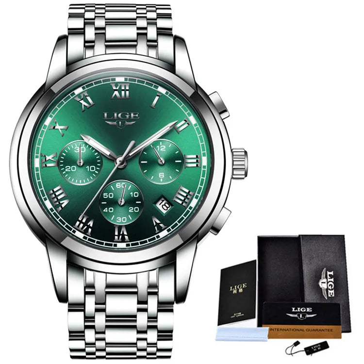 2023 Men Watch Luxury Top Brand LIGE Sport Chronograph Watches Mens Waterproof Full Steel Quartz Clock Watches Relogio Masculino