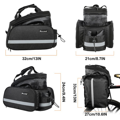 WEST BIKING Waterproof 3 in 1 Expandable Bicycle Trunk Bag Mountain Bike Rear Seat Cargo Carrier Cycling Travel Luggage Pannier