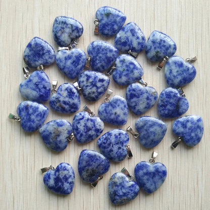 50pcs/Lot 2022 Assorted Heart Natural Stone Charms Pendants for Jewelry Making Good Quality 20mm