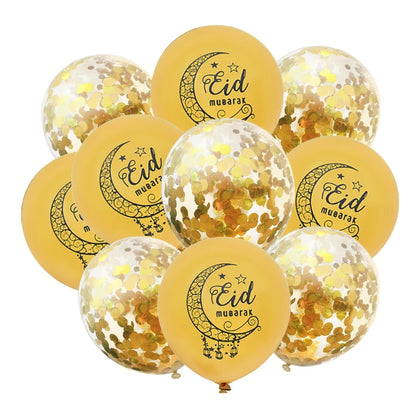 10Pcs Eid Mubarak Latex Balloon Ramadan Kareem Decoration Air Globos Ramadan Mubarak Muslim Islamic Festival Party Supplies 2024