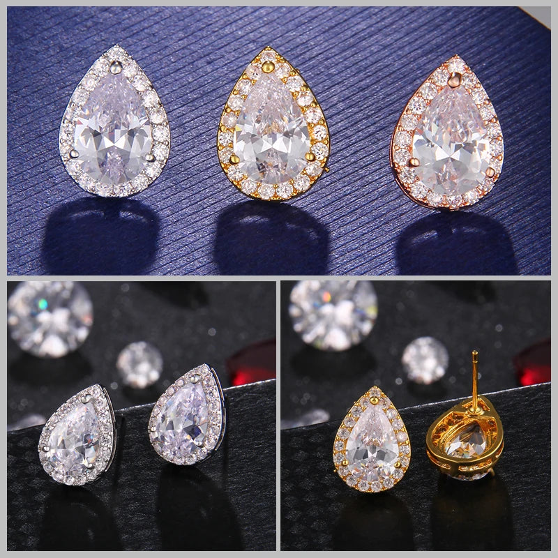 Nigerian Water Drop Cubic Zirconia Wedding Jewelry Sets Inlay Luxury Crystal Bridal Jewelry Set for Bridesmaids AS099