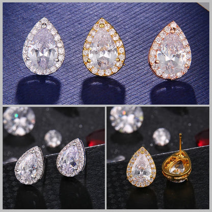 Nigerian Water Drop Cubic Zirconia Wedding Jewelry Sets Inlay Luxury Crystal Bridal Jewelry Set for Bridesmaids AS099
