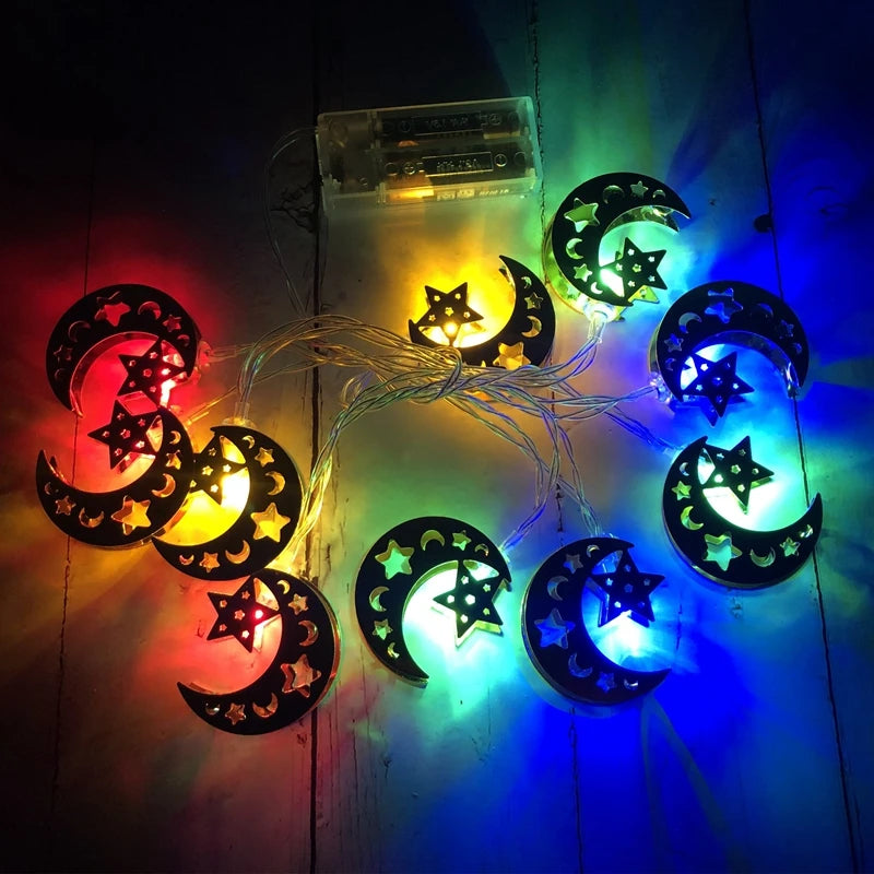 Ramadan Decoration Plastic Lantern Led String Lights Ramadan Kareem Decor Eid Mubarak Al-Fitr Eid Festival Party Supplies