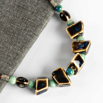 Colorful Irregular Shape Ceramic Beads Neckalce Artware Antique Necklaces & Pendants for Women #FY567