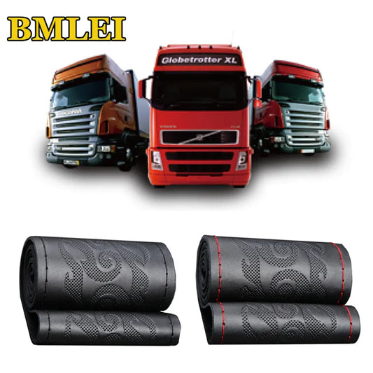 Truck Bus Car Steering Wheel Cover DIY 42/45/47/50cm Steering Wheel Wrap Braid on the Steering Wheel Leather Interior