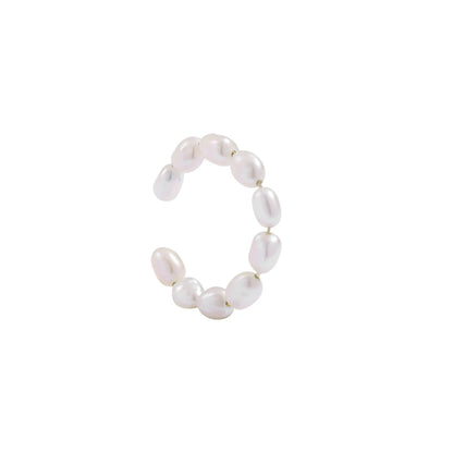 Women Pearl Ear Cuff Earring Bohemian Natural Freshwater Circle Small Clip on Earring  No Piercing Fake Cartilage Earring