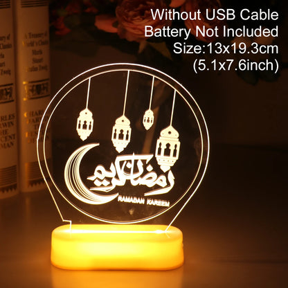 Eid Mubarak Moon Star Light Decor Islam Ramadan Decorations for Home 2024 Islamic Muslim Party Ramadan Kareem Eid Al-Adha