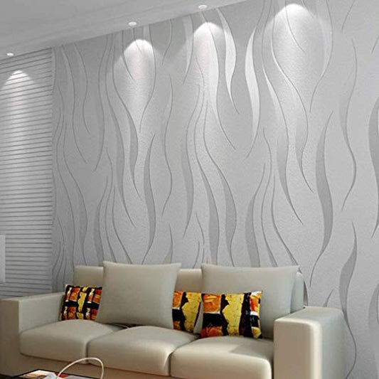 3d White Living Room Wallpaper Flocking Embossed Wall Paper Grey Wallpaper Roll for Walls
