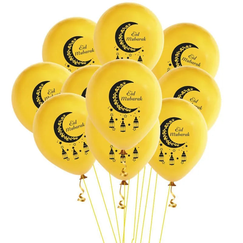 10pcs Eid Mubarak Latex Balloon Balloons Ramadan Kareem Decoration Ramadan Mubarak Muslim Islamic Festival Party DIY Decorations
