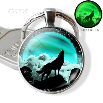 Glow in the Dark Wolf Key Chain Key Rings Holder Luminous Wolf Head Keychain Men Jewelry
