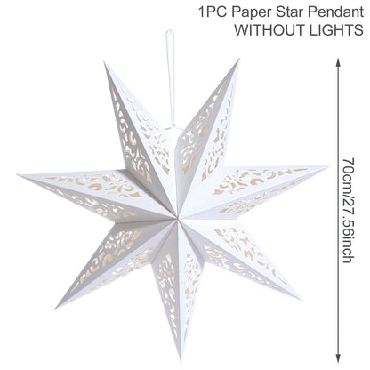 30-75cm Hollow Star Hanging Pendant Eid Mubarak Christmas Ramadan Decoration 2024 Islamic Muslim Party Decor Ramadan Kareem