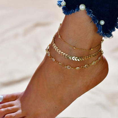 Modyle Vintage Beach Foot Anklet for Women Bohemian Female Anklets Summer Bracelet on the Leg Jewelry