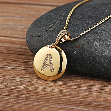 Nidin Women Girls Initial Letter Necklace 26 A-Z Charm Neck Pendants Copper CZ Jewelry Personal