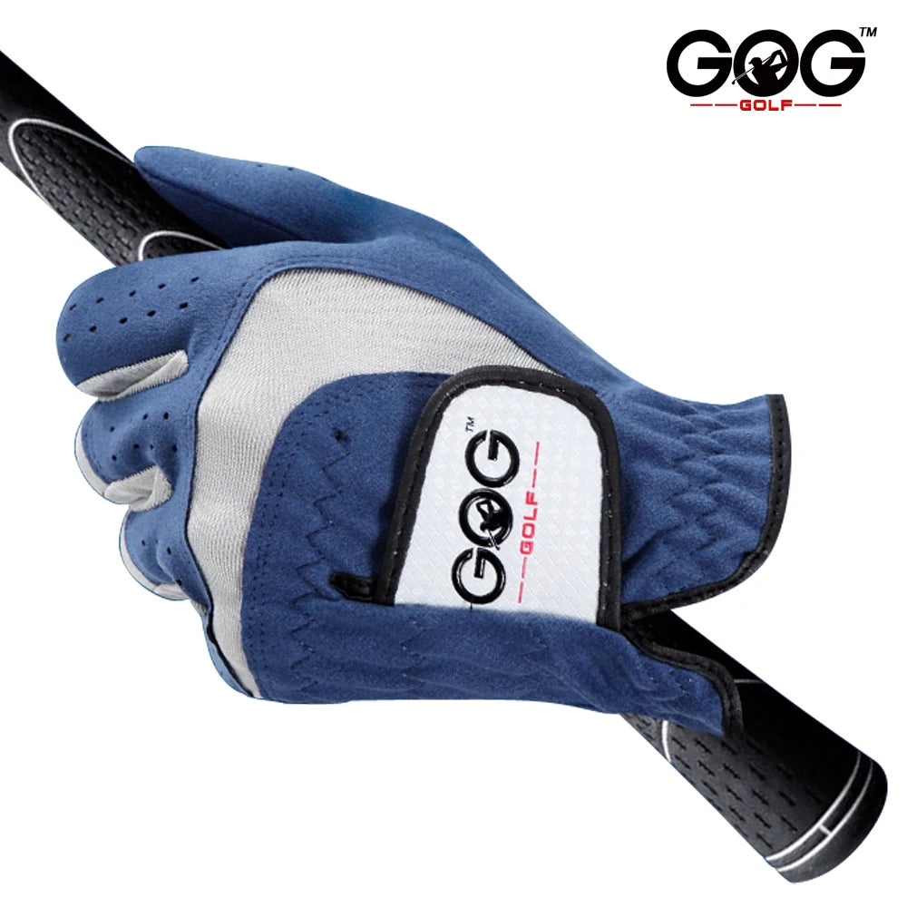 Pack 1 Pcs Mens Golf Glove Breathable Blue Micro Soft Fabric Left/Right LH RH Hand Non-Slip Gloves for Men