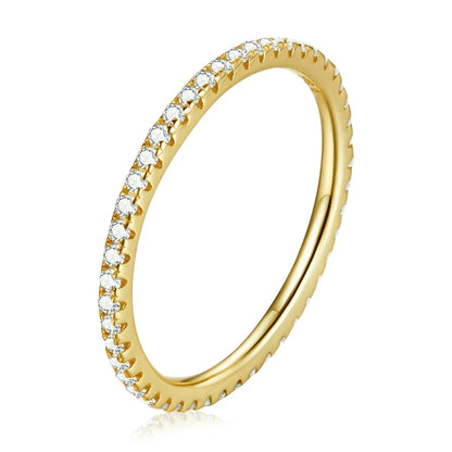 WOSTU 925 Sterling Silver Simple Geometric Round Single Stackable Finger Rings for Women Engagement Jewelry CQR066