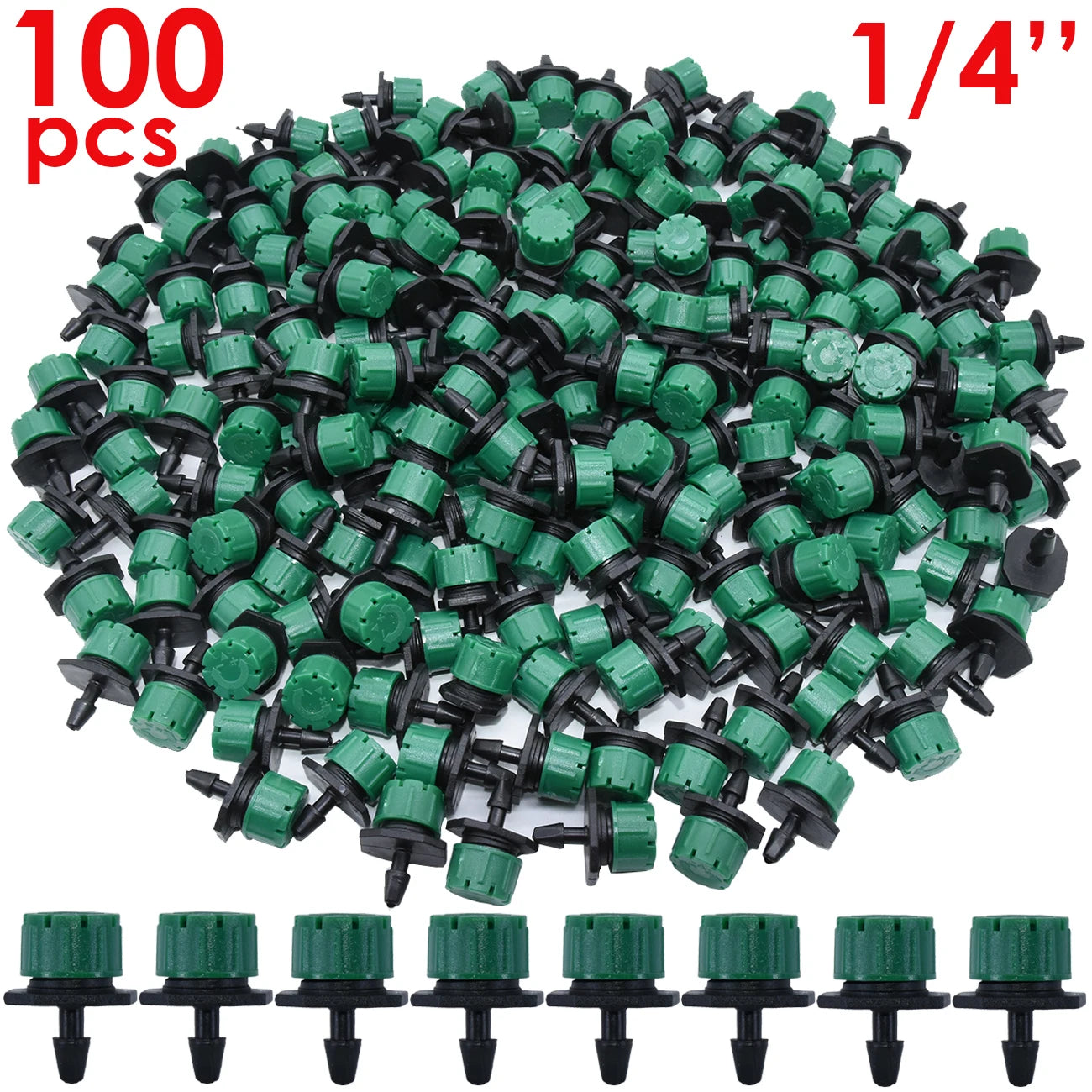 30-500pcs Adjustable 1/4 Irrigation Misting Dripper Sprinkler Head Micro Flow Drip Head Garden Watering Tool Lawn Greenhouse