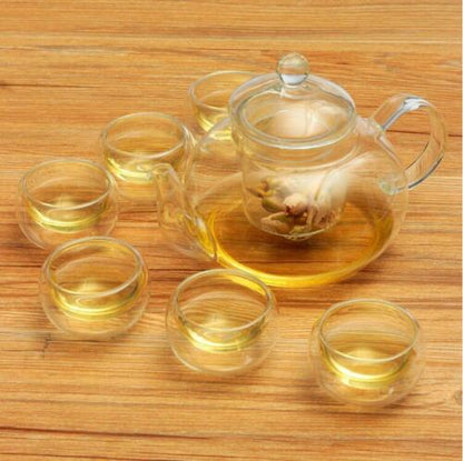 Tea Set High Borosilicate Glass Tea Pot Set Infuser Coffee Tea Leaf Herbal 6 Cups Warmer Teapot Kitchen Accessories Home