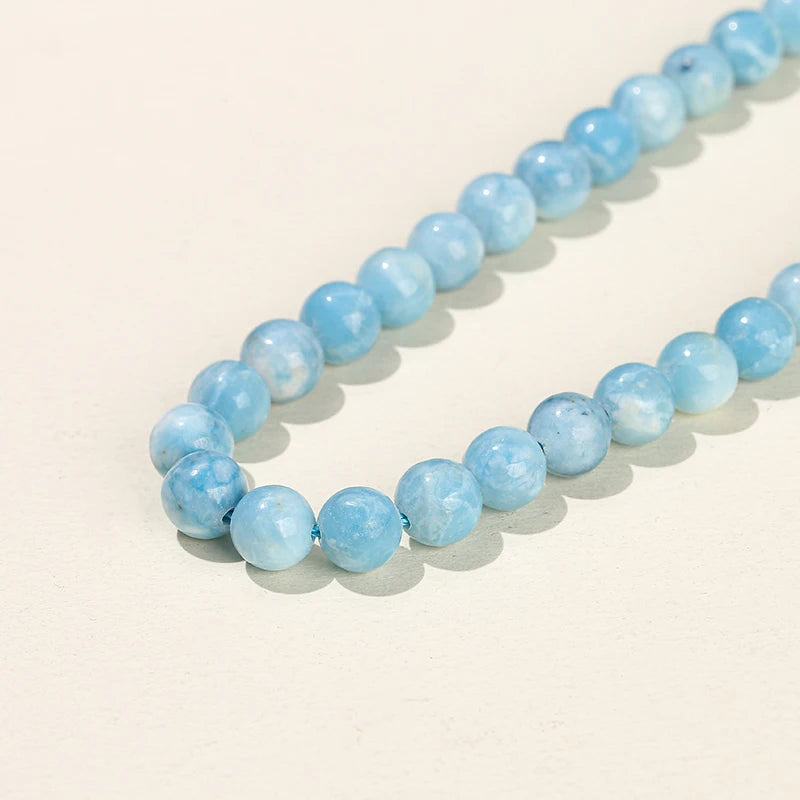 Natural Stone Sea Blue China Larimar Bead Round Loose Spacer Dyed Color Bead for Jewelry Making Diy Bracelet Neckace Accessory