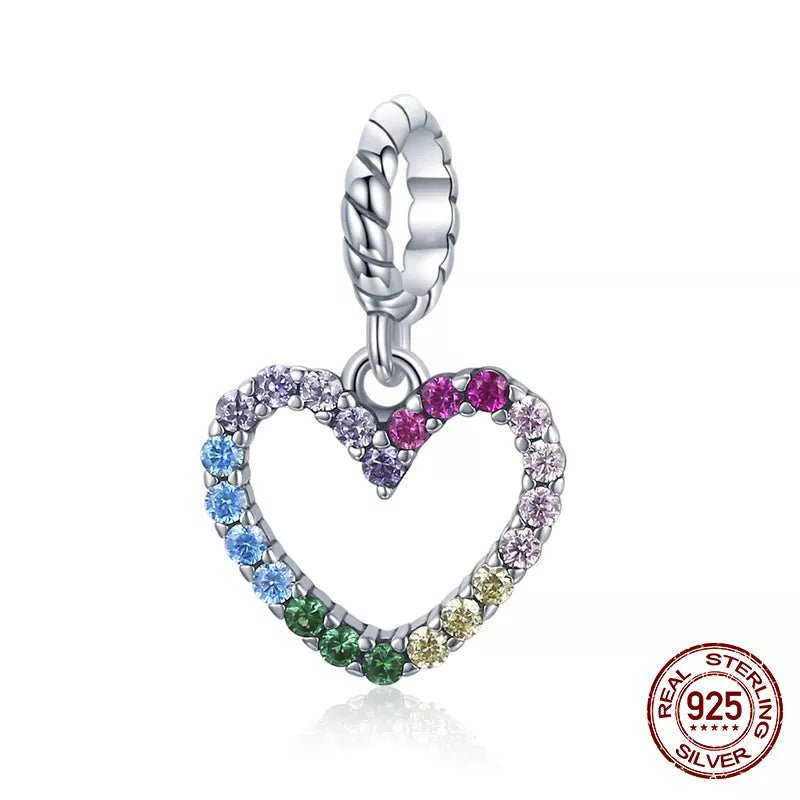 WOSTU 925 Sterling Silver Animal Cat Charm Pendant Heart Family Ladybug Bee Beads Fit Original Bracelet DIY Jewelry for Women