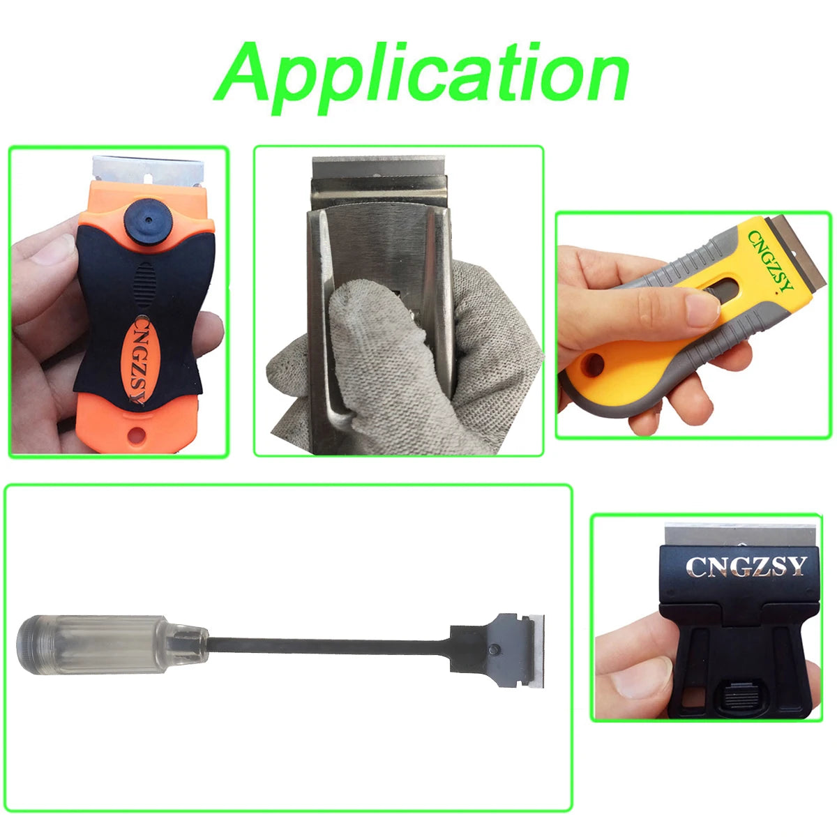 CNGZSY 100PCS Carbon Steel Razor 1.5" Single Edged Plastic Blade Tip for Automotive Glue Scraper Ceramic Oven Glass Clean Shovel