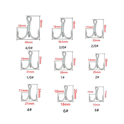 Balleo 5/10pcs Sharp Quadruple Reinforced Triple Anchor Hook Treble Three Fishing Hooks 4X Times Lure Three Fork Three Claw Hook