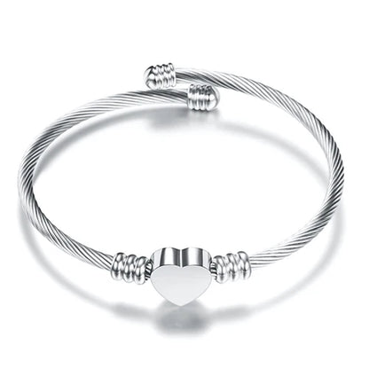 Unisex Elastic Cable Wire Bangle Stainless Steel Bracelet Screw With Removable End Plug Twisted Cuff Charm Beads Fit DIY Jewelry