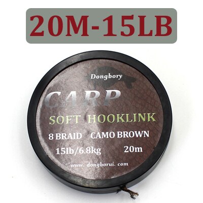20M Carp Fishing Line 8 Strands Braided Carp Hooklink Camo Brown Soft Hook Link Line 15/25/35lb Carp Rig Wire for Fishing Tackle