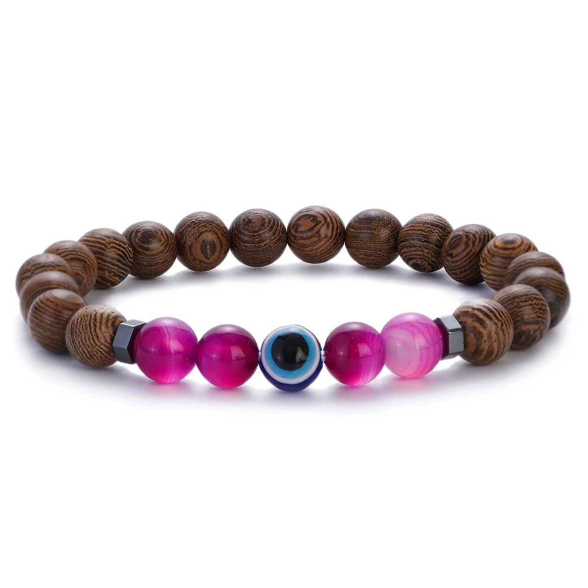 8mm New Natural Wood Beads Bracelets Men Black Ethinc Meditation White Bracelet Women Prayer Jewelry Yoga Bracelet Homme