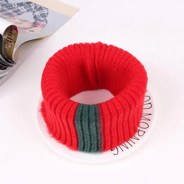 VISROVER Girls Boys Knitted Lic Scarf Baby Kids Snood Ring Infinity Cashmere Scarfs Loop Neck Circle Warm Scarves Neckerchief