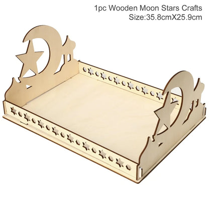 Fengrise Wooden EID Mubarak Decor 2023 Happy Ramadan Decor for Home Islamic Muslim Party Supplies Ramadan Kareem Eid Al Adha