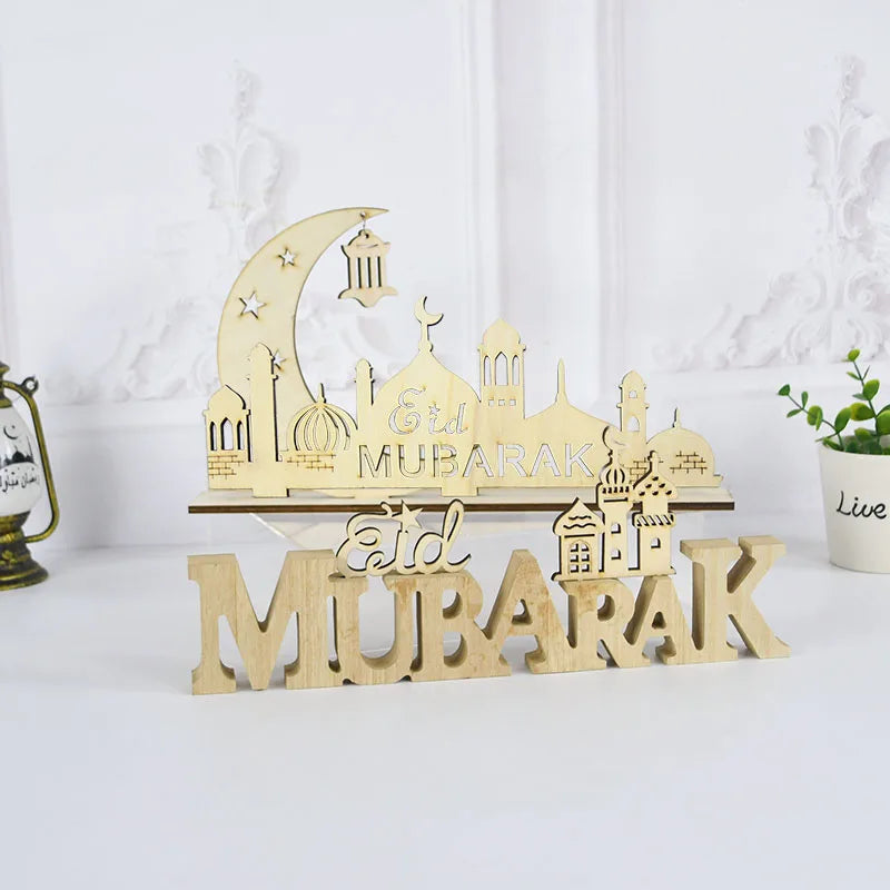 Eid Mubarak Wooden Ornament Ramadan Decorations for Home Islamic Muslim Party Supplies Eid Al Adha Favor Ramadan Kareem