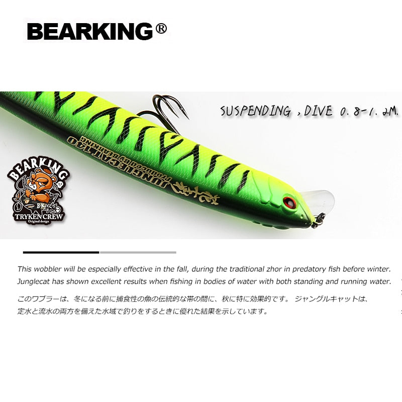 BEARKING 14cm 22g New Hot Fishing Gear Shone Lures Minnow Crank Tungsten Weight System Wobbler Bait Isca Artificial