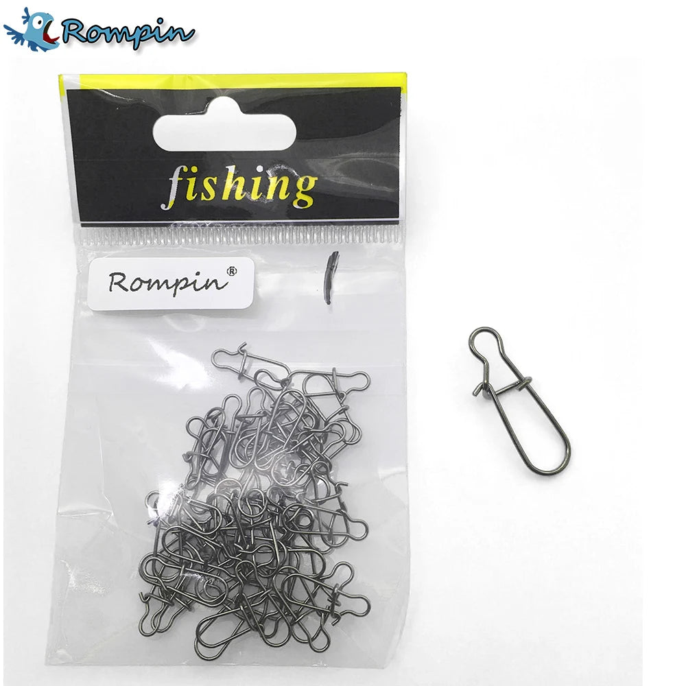 Rompin 50pcs Nice Snap Fishing Barrel Swivel Safety Snaps Hooks Fishhook Fishing Tackle Box Accessory Tool Lures