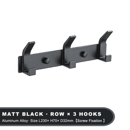 Modern Hanging Hooks for Wall Aluminium Black Towel Holder Bathroom Door Clothe